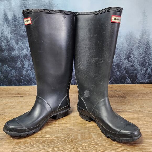 Hunter Original Huntress Waterproof Tall Black Rain Boots | US 5M/6F - Picture 2 of 12